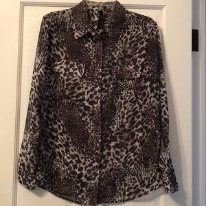 Sheer Leopard print blouse. M
